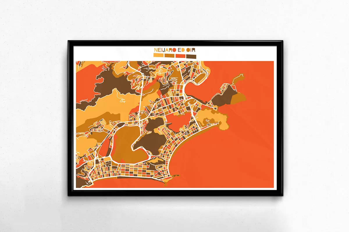 Poster mapa zona sul Rio de Janeiro